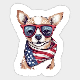 Patriotic Dog, 4th of July Design Sticker